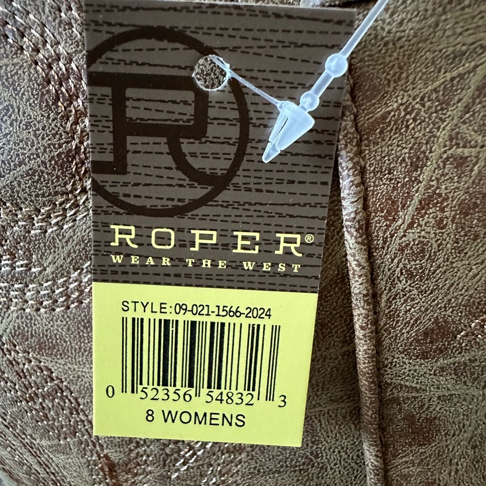 NEW Roper Riley Women's Tan Embroidered Snip Toe Western Boots Size 8 - Picture 6 of 15